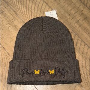 Peace,Love,Dolly Dark Gray Beanie